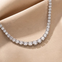 18.27 CT Round Diamond Graduated Tennis Necklace