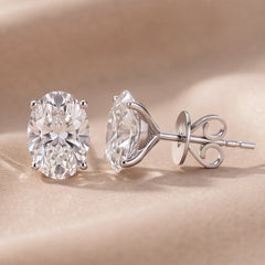 3 CT Oval Diamond Stud Earrings