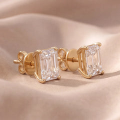 1 CT Radiant Diamond Stud Earrings