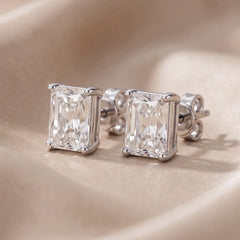 1 CT Radiant Diamond Stud Earrings