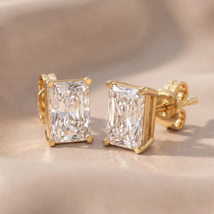2 CT Radiant Diamond Stud Earrings