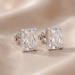 2 CT Radiant Diamond Stud Earrings