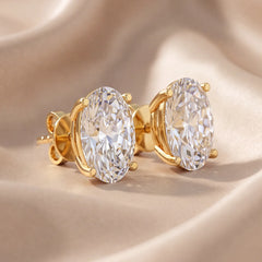 3 CT Oval Diamond Stud Earrings