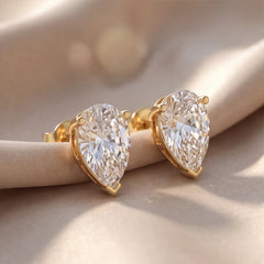 2 CT Pear Diamond Stud Earrings