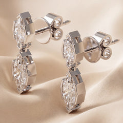 1.6 CT Two Stone Marquise Diamond Drop Earrings