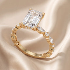 3.69 CT Emerald-cut Diamond Side Stone Ring