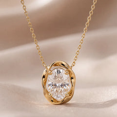 1 CT Oval Diamond Twisted Frame Solitaire Pendant