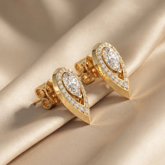 1.05 CT Pear Diamond Teardrop Halo Stud Earrings