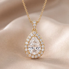 2.46 CT Pear Diamond Halo Pendant