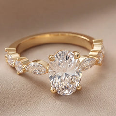 2.26 CT Oval Side Diamond Ring