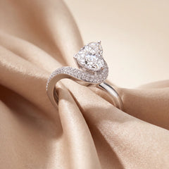 2.25 CT Heart Diamond Pavé Wave Bypass Ring