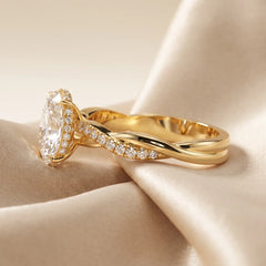 1.19 CT Oval Solitaire Diamond Accent Ring