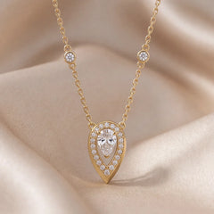 0.86 CT Pear Diamond Halo Pendant