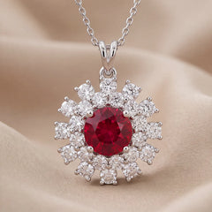 4.42 CT Ruby & Diamond Halo Pendant