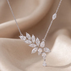 3 CT Marquise & Pear Diamond Leaf Pendant