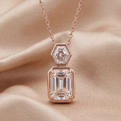 2.90 CT Emerald-cut & Hexagon Diamond Pendant