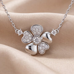 0.20 CT Round Diamond Heart Petal Flower Pendant