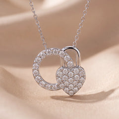 0.68 CT Diamond Heart Lock Circle Pendant