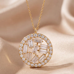 2.91 CT Baguette & Round Diamond Circle Pendant