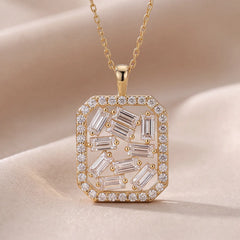 2.99 CT Baguette & Round Diamond Octagon Pendant