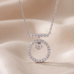 0.35 CT Round Diamond Circle Bar Pendant