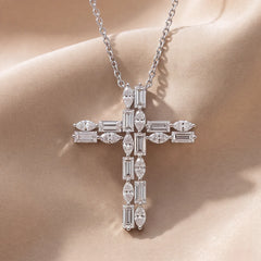1.60 CT Baguette & Marquise Diamond Cross Pendant