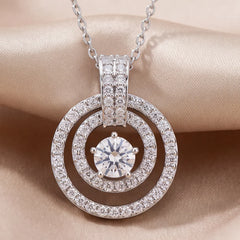1.59 CT Round Diamond Double Halo Pendant