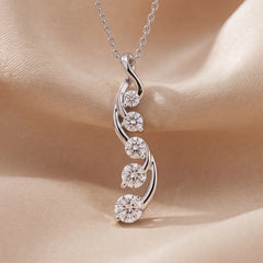 0.62 CT Multi Shape Diamond Bar Chain Pendant