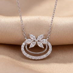 0.58 CT Multi Shape Diamond Floral Oval Pendant