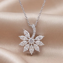 1.11 CT Marquise & Round Diamond Floral Burst Pendant