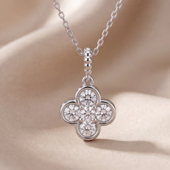 0.53 CT Round Diamond Bezel Clover Chain Pendant