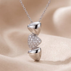 0.13 CT Round Diamond Pave Triple Trillion Pendant