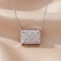 0.93 CT Round Diamond Pave Rectangle Pendant