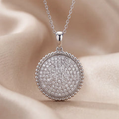 1.46 CT Round Diamond Pave Beaded Medallion Pendant