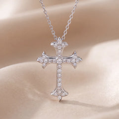 0.42 CT Round Diamond Fleury Cross Pendant