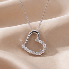 0.46 CT Round Diamond Open Heart Chain Pendant