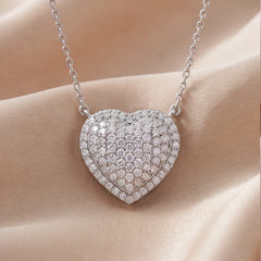 1.67 CT Round Diamond Pave Heart Chain Pendant