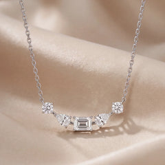 1.90 CT Multi Shape Diamond Five Stone Bar Necklace