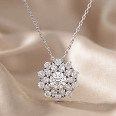 2.19 CT Round & Pear Cut Diamond Cluster Halo Pendant