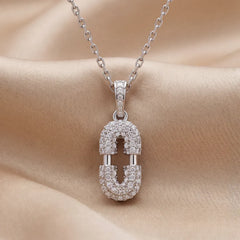0.31 CT Round Diamond Paperclip Chain Pendant