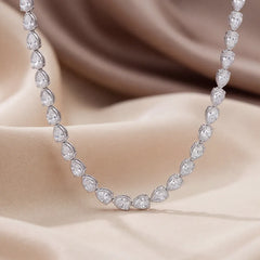 14.60 CT Pear Cut Diamond Tennis Necklace
