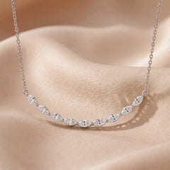 0.63 CT Marquise Diamond Curved Bar Chain Necklace