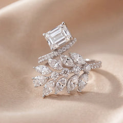 3.87 CT Multi Shape Diamond Leaf Bypass Ring