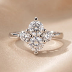 0.72 CT Round Diamond Clover Cluster Ring