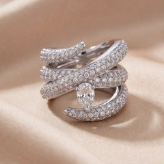 3.69 CT Round & Pear Diamond Wrap Cocktail Ring