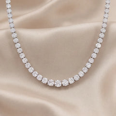 10.00 CT Round Cut Diamond Graduated Tennis Necklace