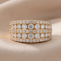 1.46 CT Diamond Wide Multi Row Band Ring