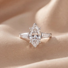 1.44 CT Marquise & Taper Three Stone Ring