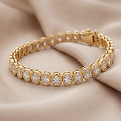 12.25 CT Oval Cut Diamond Bezel Tennis Bracelet