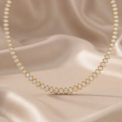 12.30 CT Oval Cut Diamond Bezel Tennis Necklace